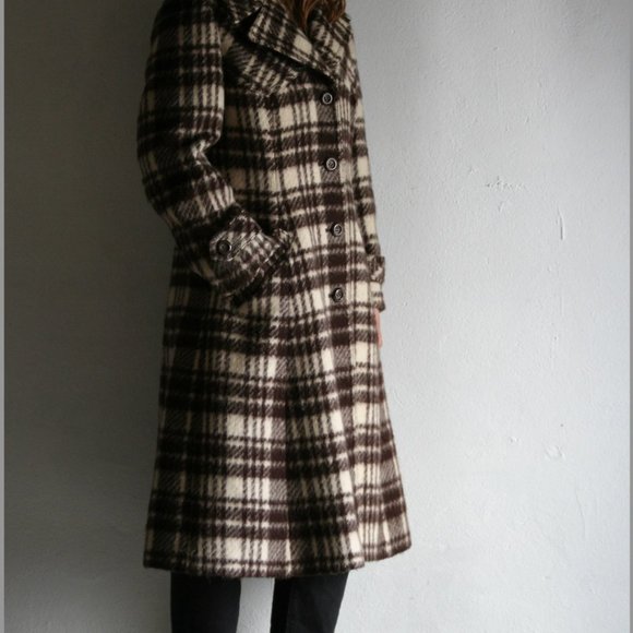 70s Brown Check Mohair Coat | Wool | Women - Picture 2 of 7
